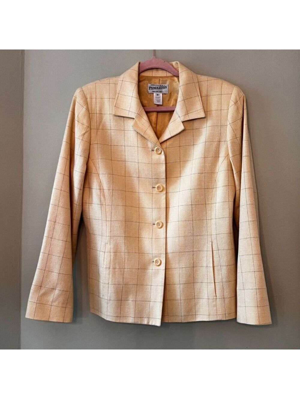 Pendleton Women's Butter Yellow Wool Silk Blend Blazer Size 10